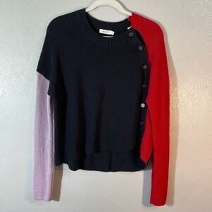 A.L.C. Colorblock Cotton Cashmere Knit Cardigan Sweater Size XS Button Front